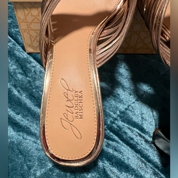 JEWEL BAGDLEY MISCHKA  women gold block heel sandals/size 6.5 - Picture 5 of 12